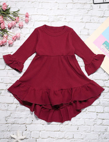 Bilison Toddler Baby Girl Clothes Solid Color Ruffle Tops Floral Pants With Headband Outfit Set