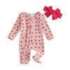 Ayalinggo Valentines Baby Girl Outfit Bowknot Heart Footie Romper Long Sleeve Onesie Newborn Christmas Clothes (Pink Valentines,