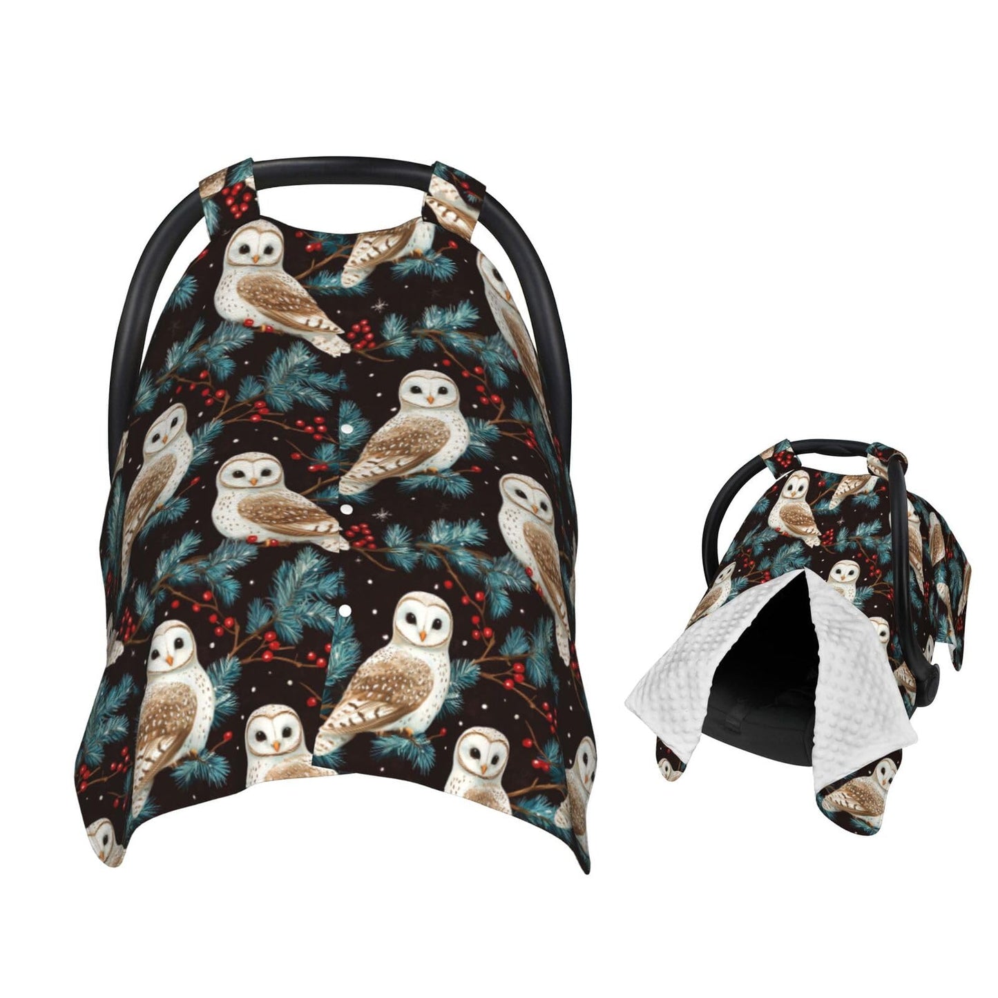 Muishi White Owls Baby Car Seat Canopy Nursing Cover for Newborn Car Seat Breastfeeding Covers Blanket Newborn Shower Gift