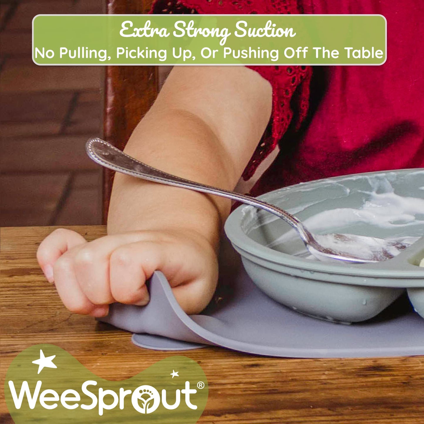 Weesprout Silicone Suction Placemats For Babies, Toddlers & Kids, Durable Food Grade Silicone With Non-Slip Suction, Raised Edge