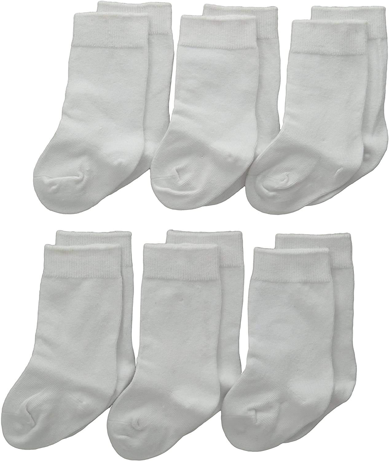 Jefferies Socks Unisex Baby Newborn Seamless Cotton Knee High Socks 6 Pair Pack, White, Newborn