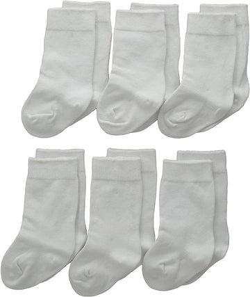 Jefferies Socks Unisex Baby Newborn Seamless Cotton Knee High Socks 6 Pair Pack, White, Newborn