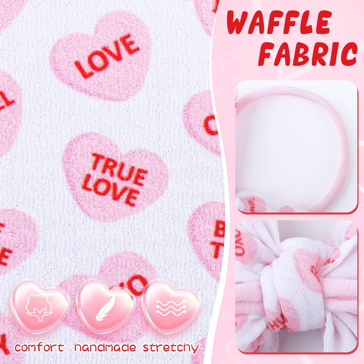 Lanmerry Valentine'S Day Baby Girl Bows Headbands Pink Red Love Heart Headbands Valentines Hair Bow Elastic Nylon Hairbands Hair