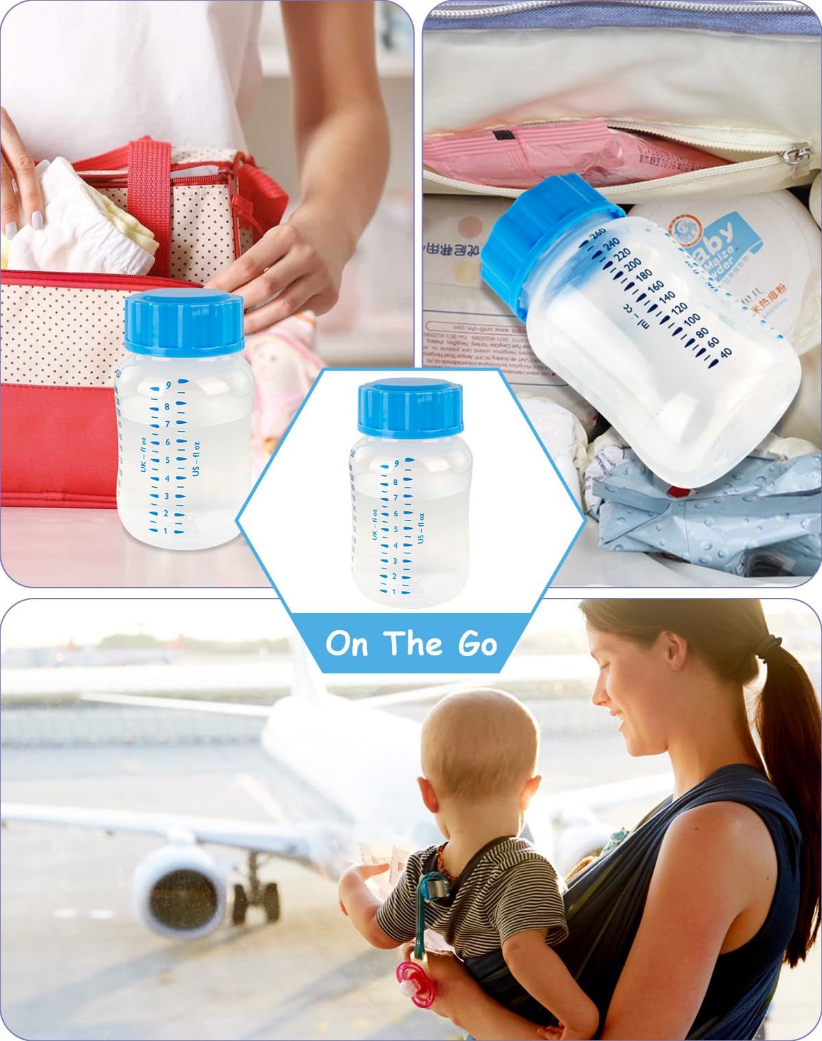 Travel And Storage Bottle Caps Compatible With Avent Baby Bottles, Bottle Lids Replacement, 8 Count, Blue