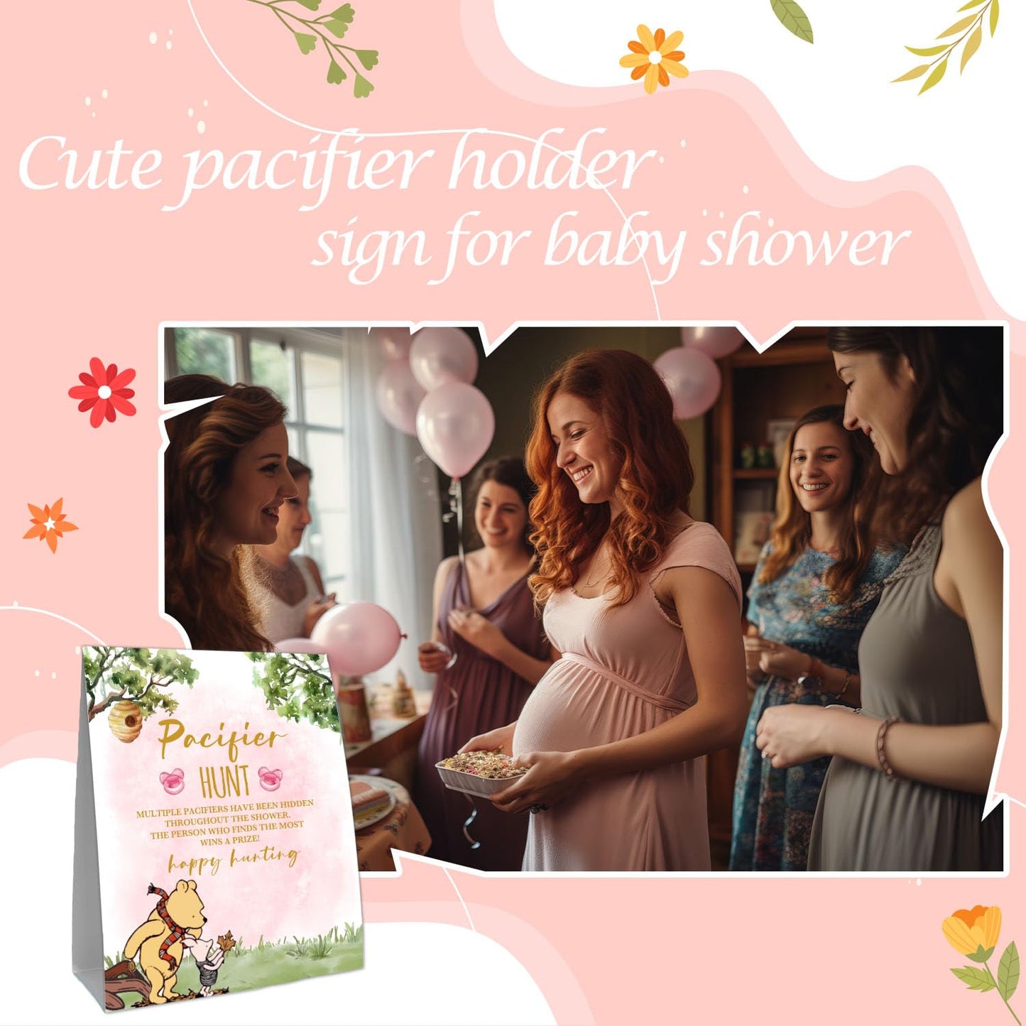 Guawubiang Winnie Pacifiers Hunt For Baby Shower Game, Mini Pacifiers Baby Shower Games, Include Winnie Theme Baby Pacifier Hunt