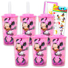 Disney Minnie Mouse Sippy Cup Set - 6 Pack Minnie Tumbler With Straw Bundle With Mickey Stickers And Princess Door Hanger (Minni