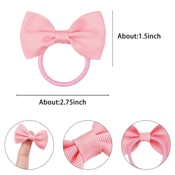 40Pcs 2.75' Hair Bows For Baby Girls Thick Hair Elastics Rubber Ribbon Bands, Regular Bows For Toddler Girls, Kids & Children,
