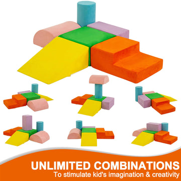 Reliancer 6Pcs Climb & Crawl Foam Block Play Set,Toddler Modular Foam Climbing Blocks,Interactive Kids Soft Building Blocks Toy