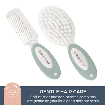 Dreambaby Neat & Tidy 9Pc Wheatgrass Baby Grooming Kit - Eco-Friendly Baby Care Kit With Cotton & Cork Travel Bag - Soft Brush,