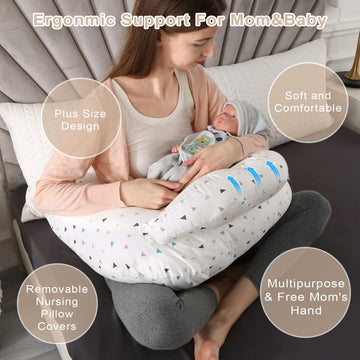 Battop Nursing Pillow For Breastfeeding,Plus Size Breastfeeding Pillow For More Support For Mom Baby,With Removable Cover Adjust