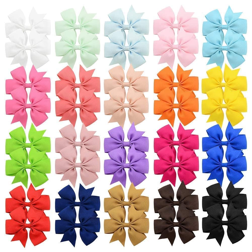 40Pcs 3 Inch Hair Bows For Girls Grosgrain Ribbon Toddler Hair Accessories With Alligator Clip Bow For Toddler Girls Baby Kids T