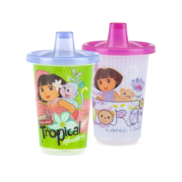 Nuby Wash Or Toss Reusable Cups & Lids With Spout, Nickelodeon Dora The Explorer, 10 Oz, 6 Count