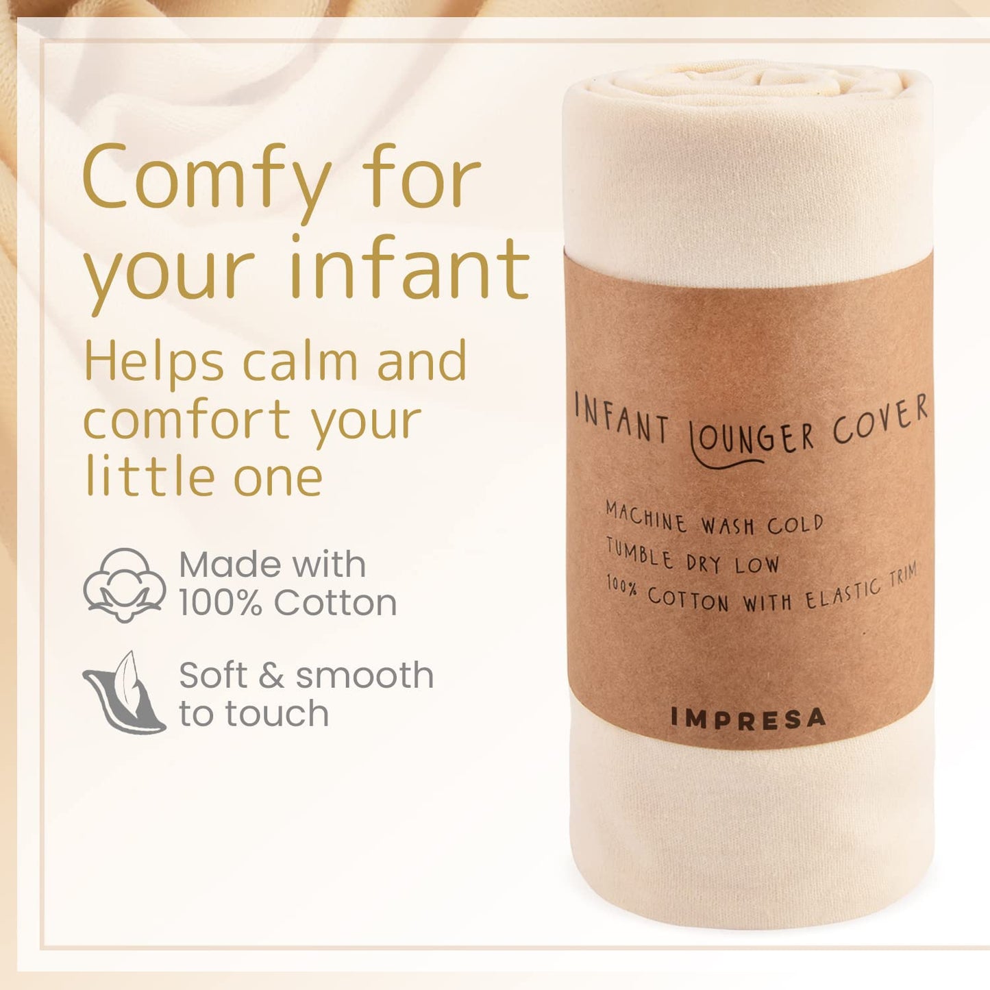 Impresa Infant Lounger Cover Fits Snuggle Me Lounger - Tight Fit - 100% Cotton Sheet For Infant Floor Seat - Machine Washable -