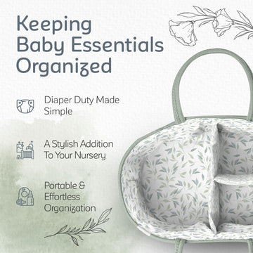 Kiddycare Diaper Caddy Organizer For Baby Nursery Basket With Handle Lid Nursing Caddy With Changing Table Organizer Cart Newbor