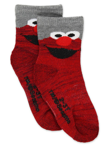 Sesame Street Elmo Baby Toddler Boy'S Girl'S 3 Pack Crew Socks With Grippers (12-24 Months, Red)