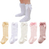 Tibe Pincess Baby Girls Knee High Socks Toddler Bow Mesh Breathable Dress Socks Kids Cotton Tube Uniform Stockings 5-Pack Lace S