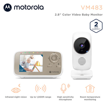 Motorola Vm483 - Hd 1080P 2.4Ghz Wireless 1000Ft Range Baby Monitor W/ 2.8' Color Screen & 2-Way Audio - Indoor & Outdoor Usage