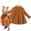 Simplee Kids Little Girls' Long Sleeve Girl Dresses And Rompers Ribbed Knit Sweater Dress Brown For 18 Months