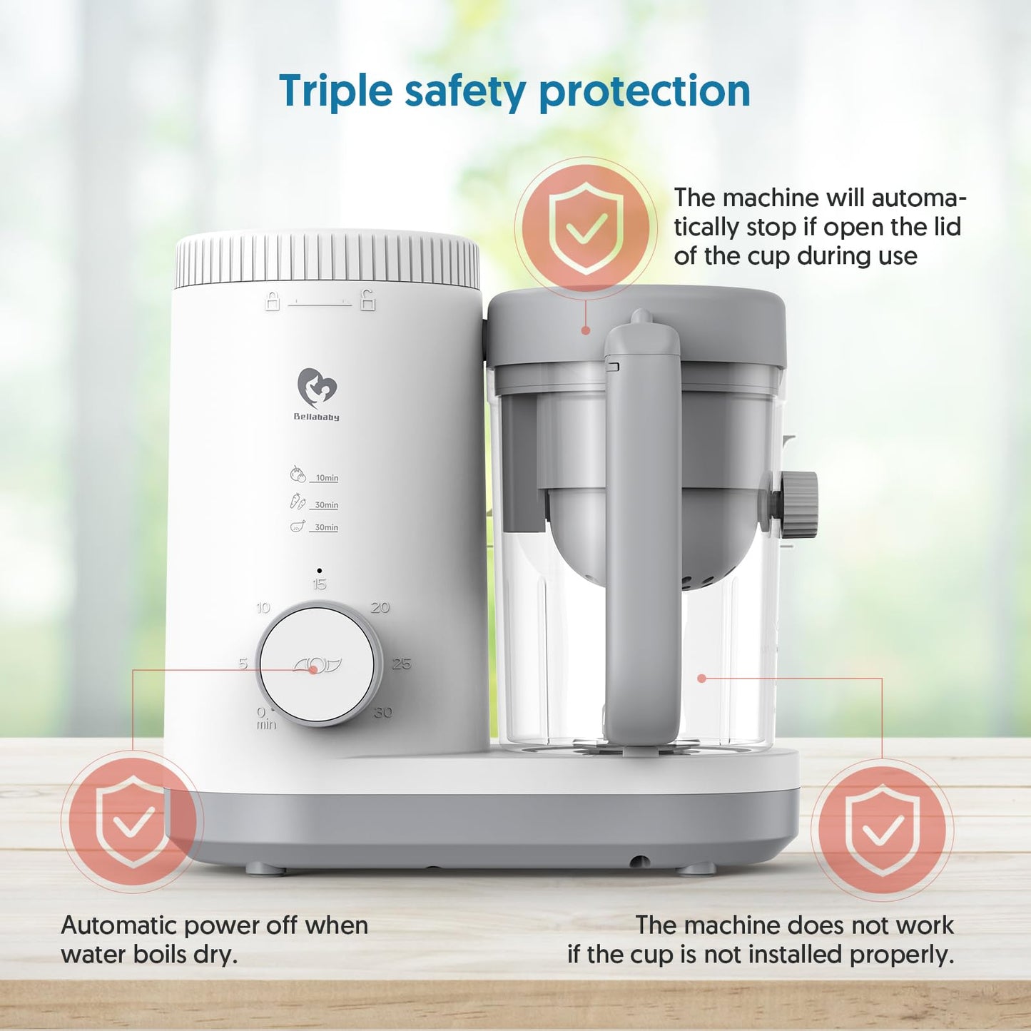 Baby Food Maker Bellababy Baby Food Processor, Puree Blender Steamer With Reversible Steam Basket, One Button Easy Operation & L