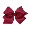 Wee Ones Girls' Classic Grosgrain Hair Bow With Scalloped Edges And Plain Wrap Center On A Weestay Hair Clip, King, Cranberry