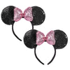 Chuangqi Mouse Ears Shiny Headbands 3D Bow (Pack Of 2), Double-Sided Sequins Hair Band For Birthday Party/Holiday Dress Up/Amuse