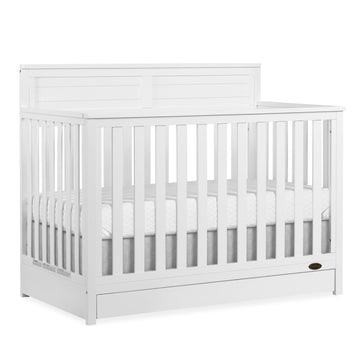 Dream On Me Jpma & Greenguard Gold Certified Reign 5 In 1 Convertible Crib With Under Drawer In White, Made Of Sustainable Pinew