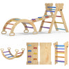 Cmfydaily 5 In 1 Pikler Triangle Set, Foldable Baby Climbing Gym Indoor Montessori Climbing Set Wooden Toddler Climbing Toys Wit