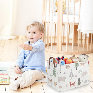 Fxolcshe Rectangular Animals Basket,Waterproof Storage Bin For Bedroom,Nursery Hamper,Empty Cute Storage Bin Organizer,Animal St