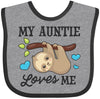 Inktastic My Auntie Loves Me With Sloth And Hearts Baby Bib Heather And Black 2F1De