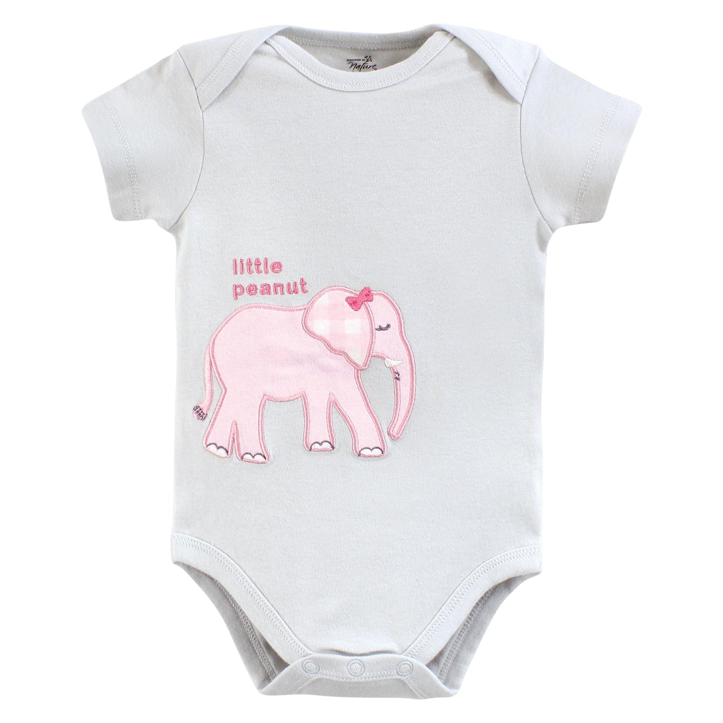Touched By Nature Unisex Baby Organic Cotton Bodysuits, Pink Peanut, 6-9 Months