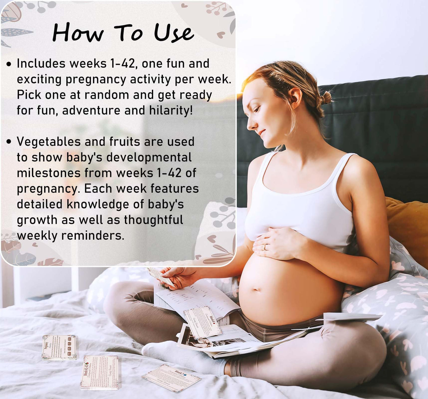 Garybank New Mom Gifts 2024- Love At First Sight Ultrasound Picture Frame, W/ Weekly Pregnancy Milestone Cards & Pregnant Activi