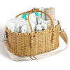 LOYIM Baby Diaper Caddy Organizer Wicker Scalloped Rattan Basket with Handle Shoulder Strap and Removable Divider Wicker Caddy B