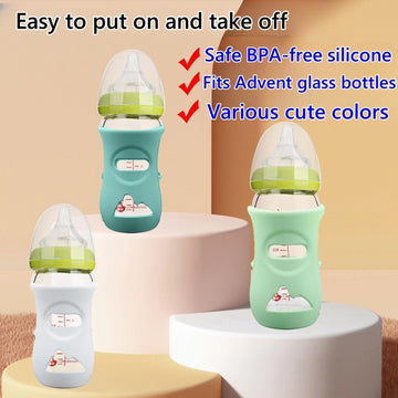 Qinsuikai 4 Pack Silicone Sleeves For Avent Natural Glass Baby Bottles, Anti Breakage Baby Bottle Holder, Compatible With Philip