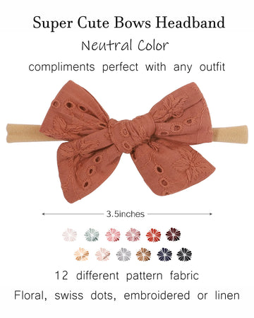 Jollybows 12Pcs Baby Headband Bows For Girls Newborn Soft Nylon Head Wraps Infant Headwrap Hair Accessories Toddler Kids