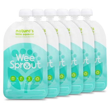 Weesprout Double Zipper Reusable Food Pouches (Blue, 7 Fl Oz)