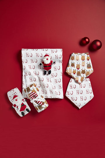 Mud Pie Muslin Christmas Swaddle And Rattle, Santa
