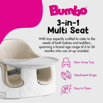 Bumbo 3-In-1 Baby Multi Seat Booster With Feeding Tray, 6-36 Months Old, Taupe