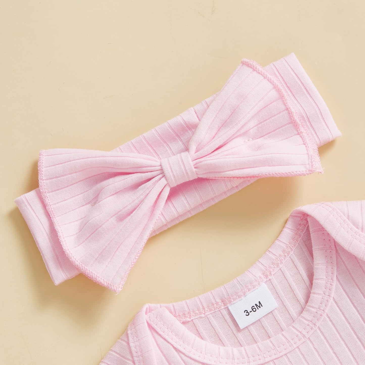 Fiomva Baby Girl Fall Outfits Newborn Ribbed Knit Romper Coming Home Outfit Infant Ruffle Jumpsuit Valentines Clothes (D Ribbed