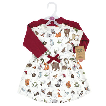 Touched By Nature Baby Girl'S Organic Cotton Dress And Cardigan, Woodland Alphabet, 18-24 Months