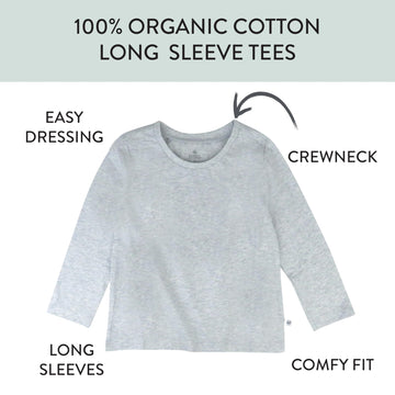 Honestbaby Multipack Long Sleeve T-Shirts Tee 100% Organic Cotton Infant Baby, Toddler, Little Kids Boys, Girls, Unisex, Morning