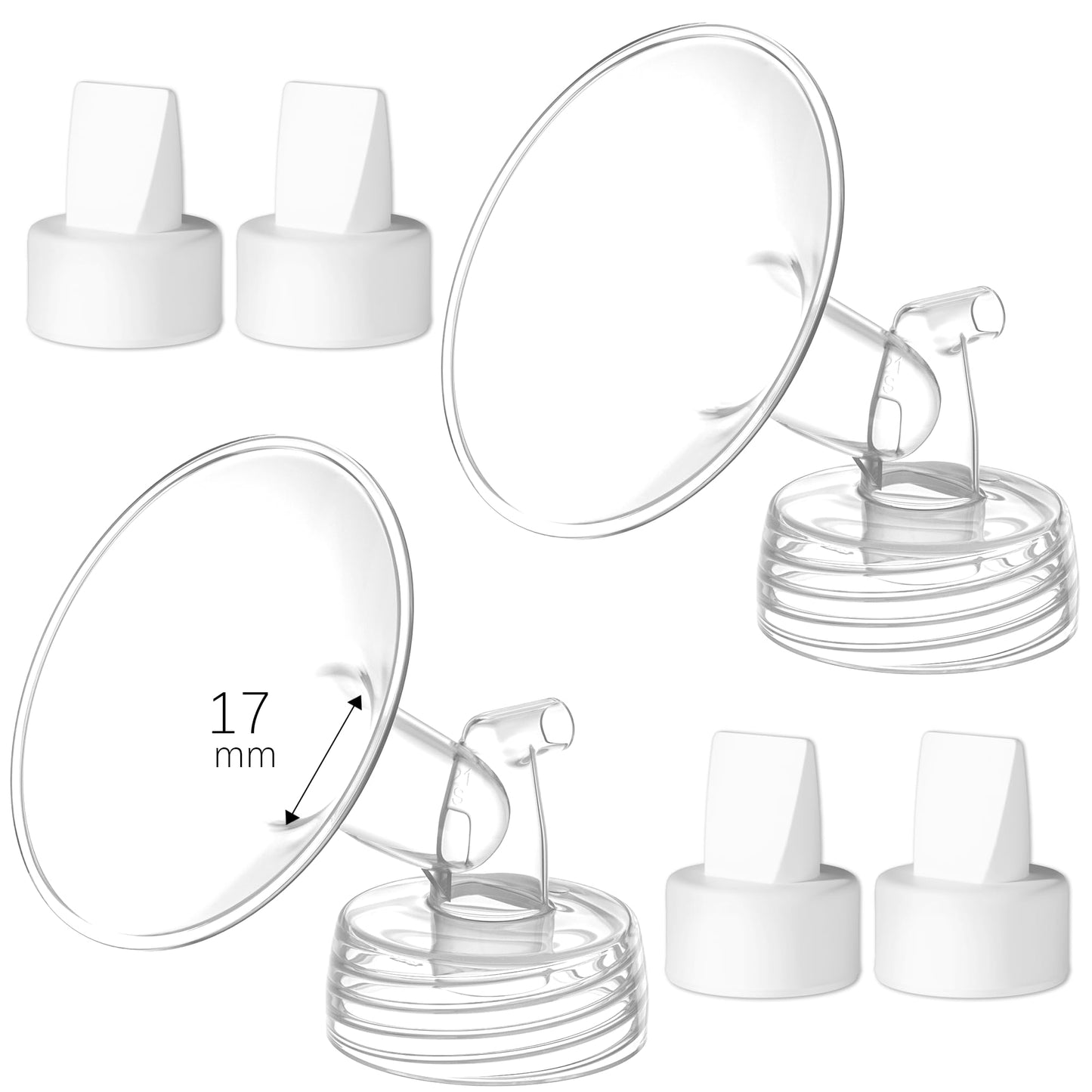 TOVVILD 17mm Breast Pump Parts Replacement Kit Compatible with Spectra S1 S2, Flange & Duckbill Valve Set, BPA Free Accessories,