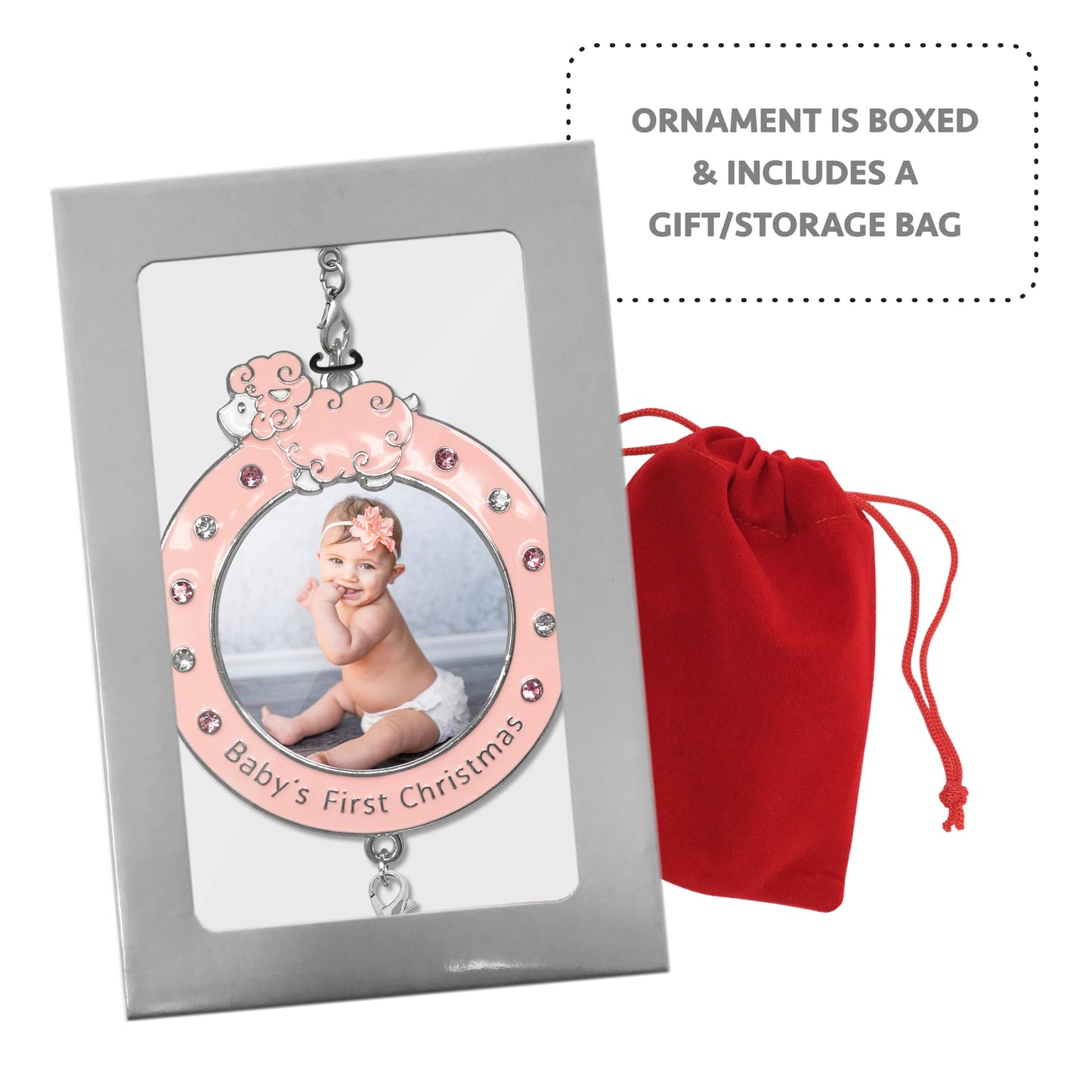 Banberry Designs 2024 Baby Girl'S First Christmas Photo Ornament - Dated Xmas Picture Frame Decoration For Newborn Daughter - Ba