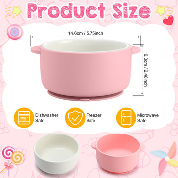 Domensi 2 Sets Kids Porcelain Bowls With Silicone Suction Sleeves Toddler Suction Bowls Baby Bowl Microwave Dishwasher Safe Cere