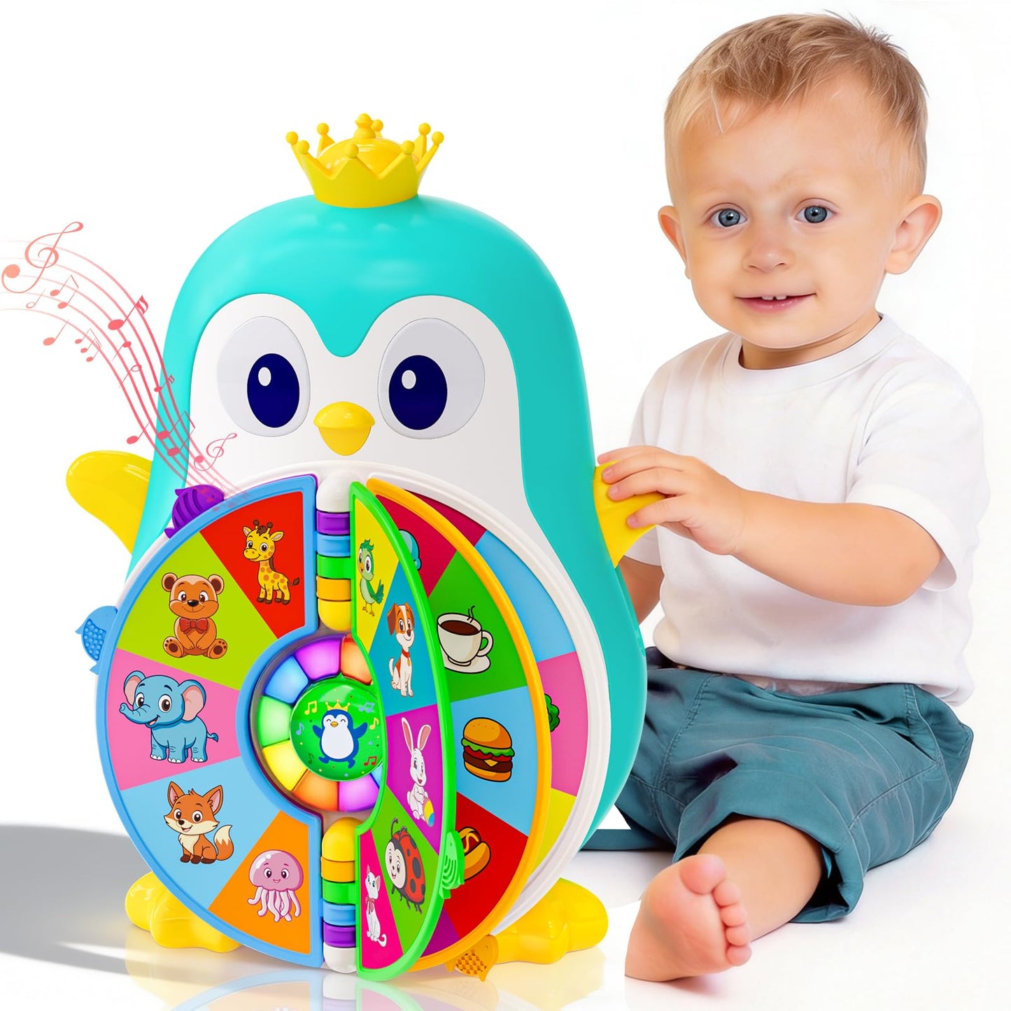 Toys for 1 Year Old Boy, Musical Penguin Learning Toy for Toddlers 1-3, Interactive Educational Toy with Lights & Sounds, First