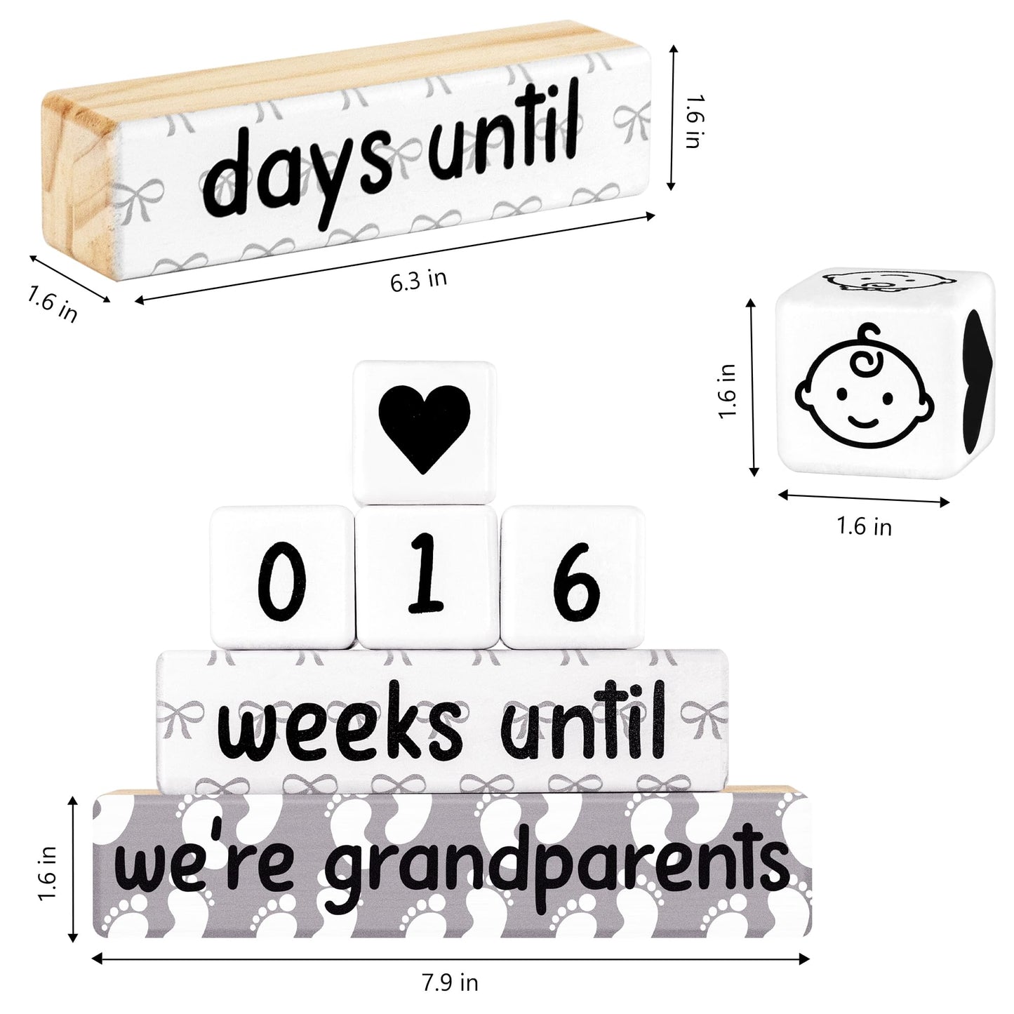 Pregnancy Announcement, Baby Reveal Countdown Due Date Blocks- Weeks/Days Until We'Re Grandparents, Announcing Pregnancy Countdo