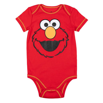 Sesame Street Elmo Cookie Monster Oscar The Grouch Big Bird Infant Baby Boys 5 Pack Bodysuits White 24 Months
