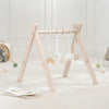 Comfy Cubs Wooden Baby Play Gym - Natural Finish Pinewood Baby Activity Gym With 5 Sensory Hanging Toys - Easy No-Tool Assembly,