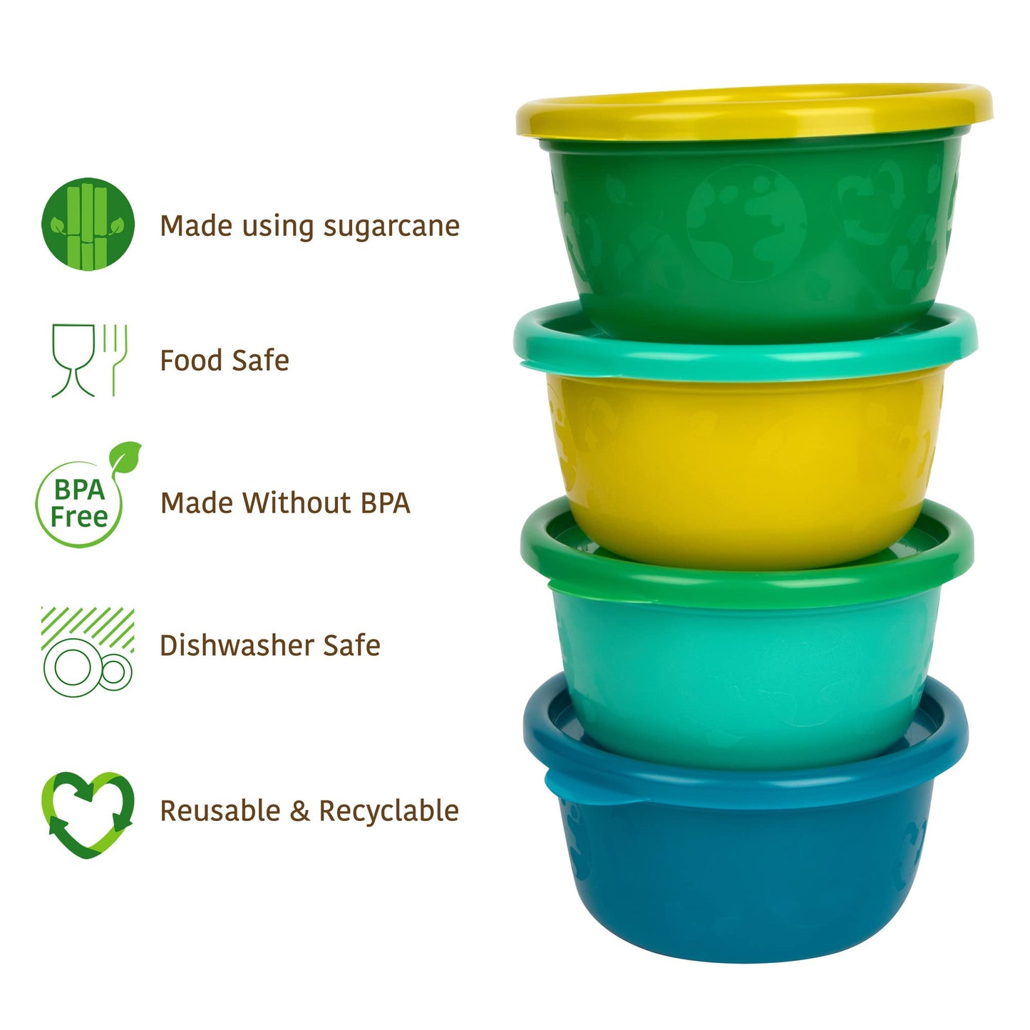 The First Years Greengrown Reusable Bowls With Lids - Toddler Snack Bowl - Multicolored - 8 Pack