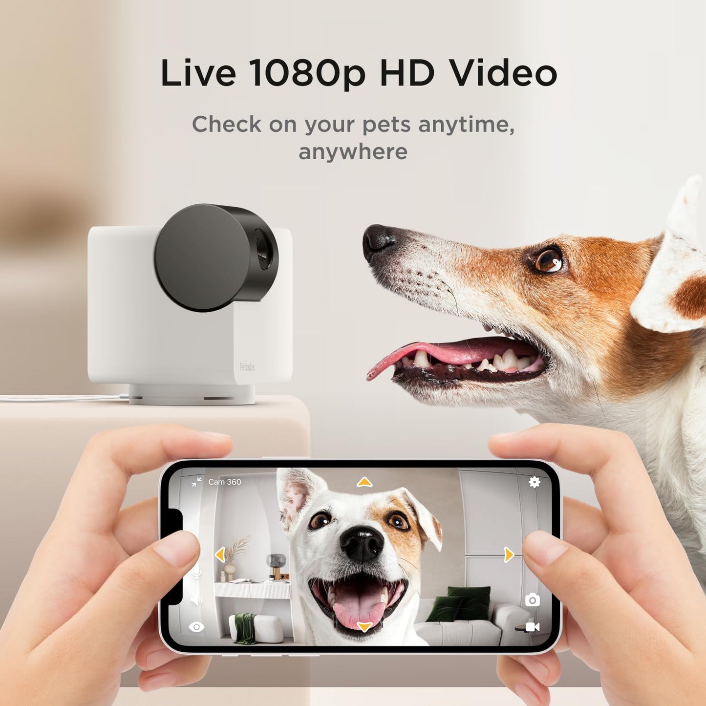 Petcube Cam 360 Camera Interactive Wifi Pet And Home Security Pan-Tilt Camera With Phone App, 1080P Hd Video, 360 Rotation, Nigh