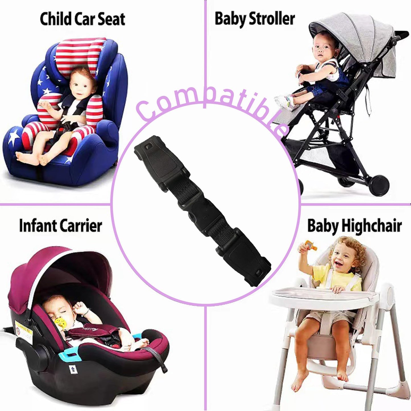 Seat Chest Harness Clip,Anti Escape Car Seat Strap Baby Harness Chest Clip,Baby Anti-Slip Safety Strap,For Car Seats,Strollers,H